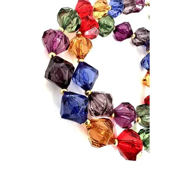 Colorful Crackle Bicone Acrylic Bead Necklace - Picture 2 of 5